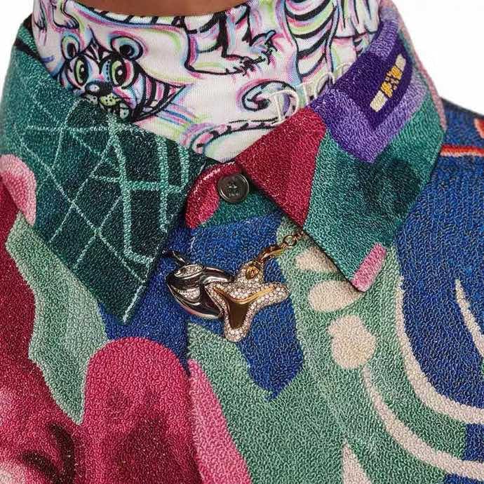 18K Dior Homme x Kenny Scharf Crystal Pendant Necklace