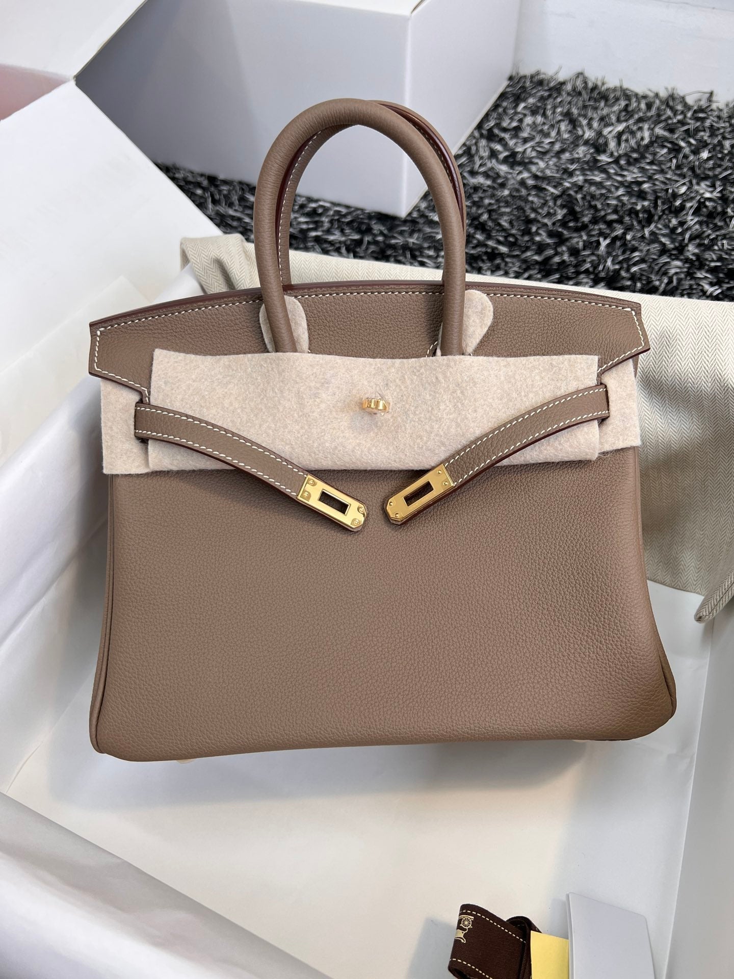 HERMES BIRKIN 25CM BROWN TOGO LEATHER GOLD HARDWARE