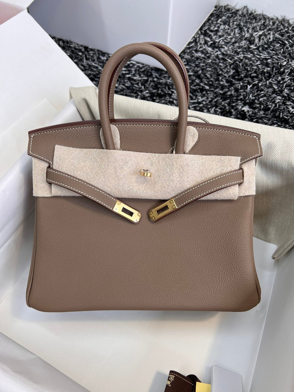 HERMES BIRKIN 25CM BROWN TOGO LEATHER GOLD HARDWARE