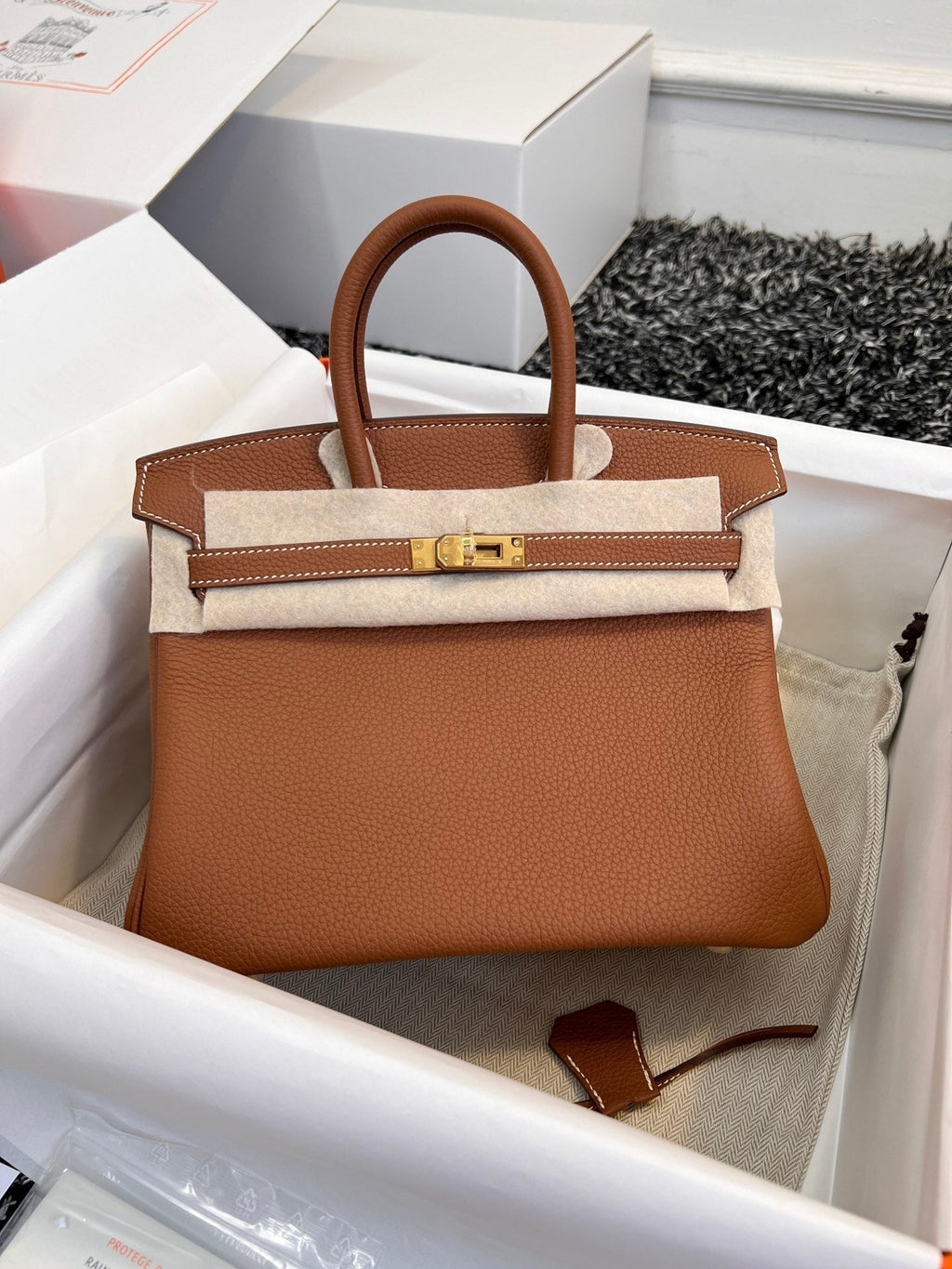 HERMES BIRKIN 25CM GOLD TOGO LEATHER GOLD HARDWARE