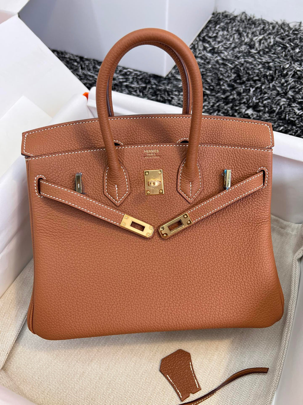 HERMES BIRKIN 25CM GOLD TOGO LEATHER GOLD HARDWARE