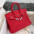 HERMES BIRKIN 25CM RED TOGO LEATHER SILVER HARDWARE