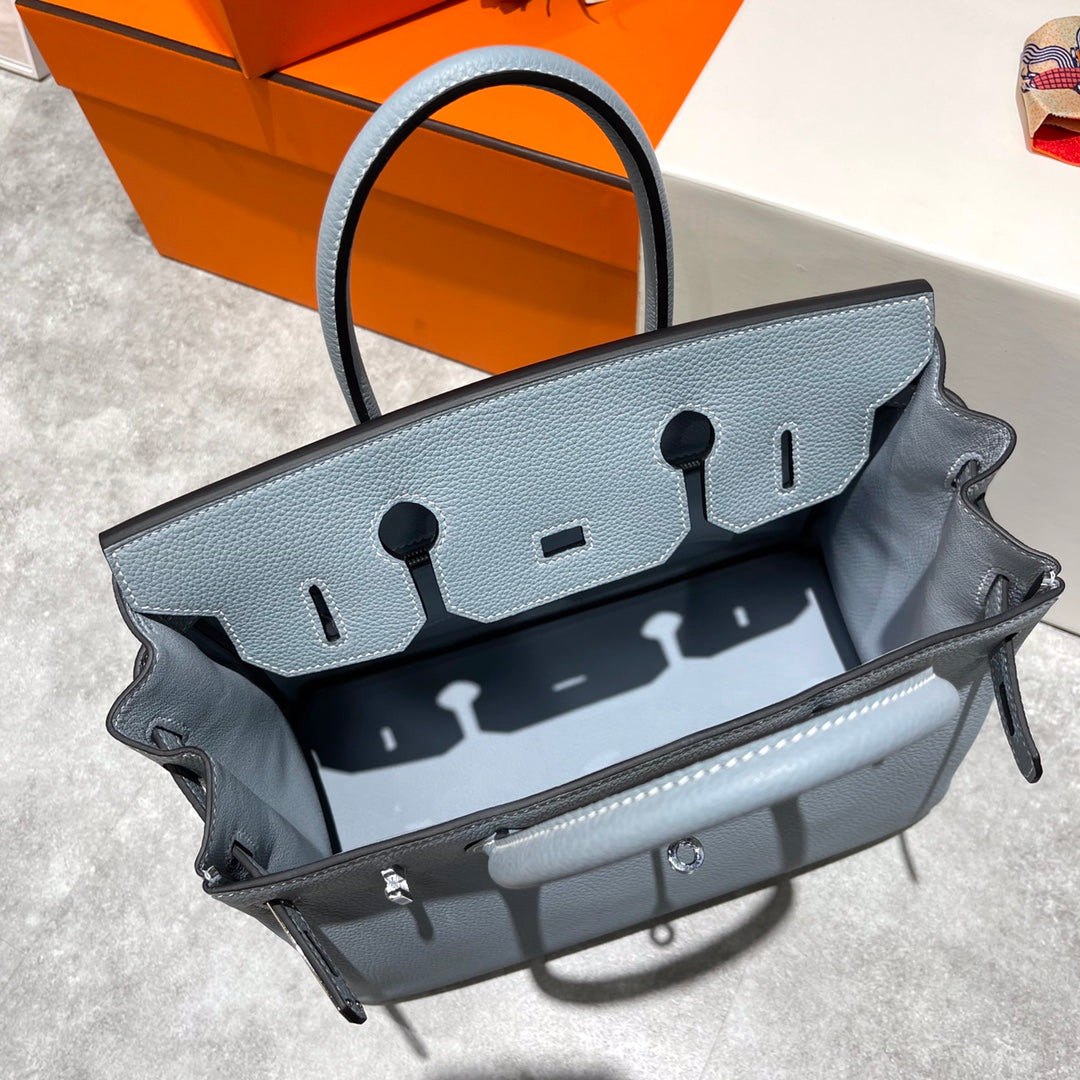 HERMES BIRKIN 30CM CLOUD BLUE TOGO LEATHER SILVER HARDWARE