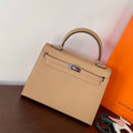 HERMES KELLY 25CM BEIGE EPSOM LEATHER SILVER HARDWARE