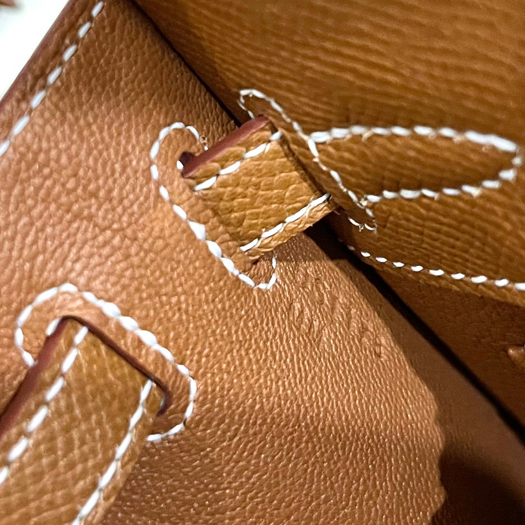 HERMES KELLY 25CM GOLD EPSOM LEATHER SILVER HARDWARE