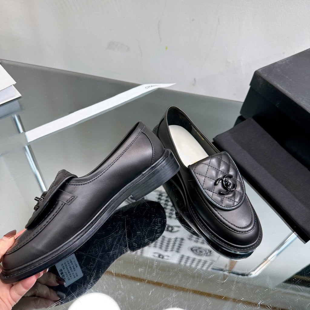 CHANEL Moasins Black Quilted Calfskin