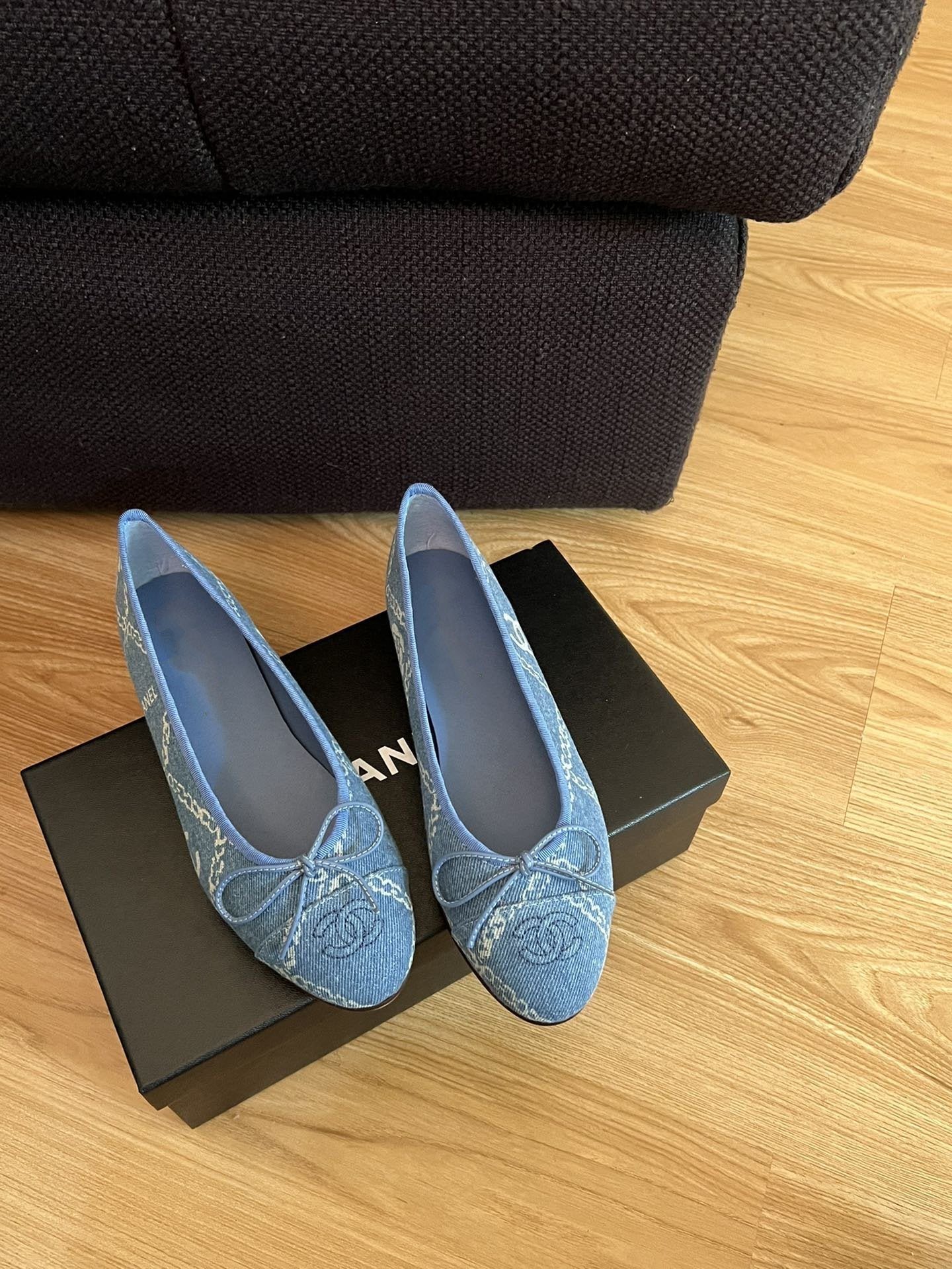 CHANEL ballet flats light blue denim