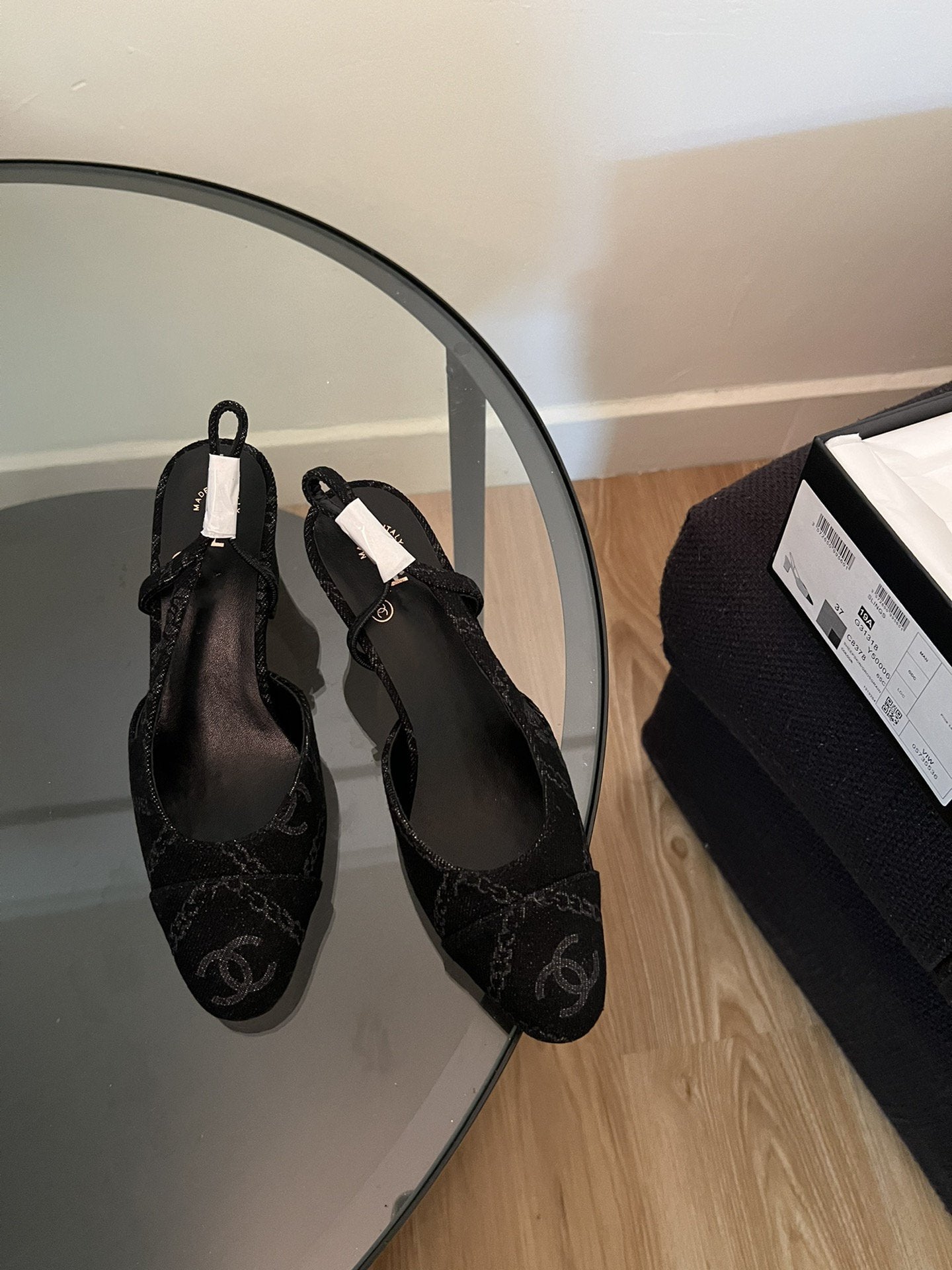 CHANEL high slingbacks black denim