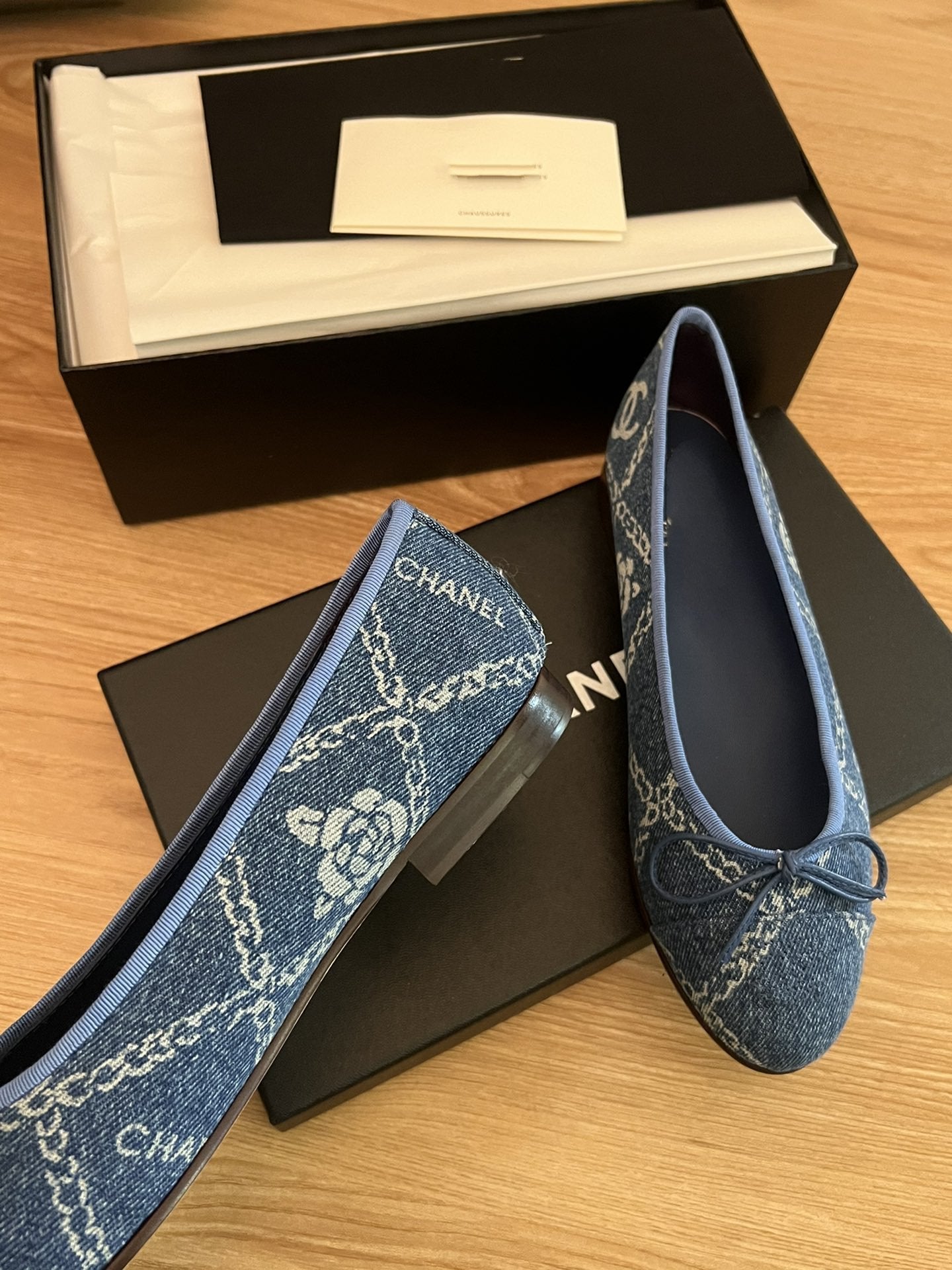 CHANEL ballet flats blue denim