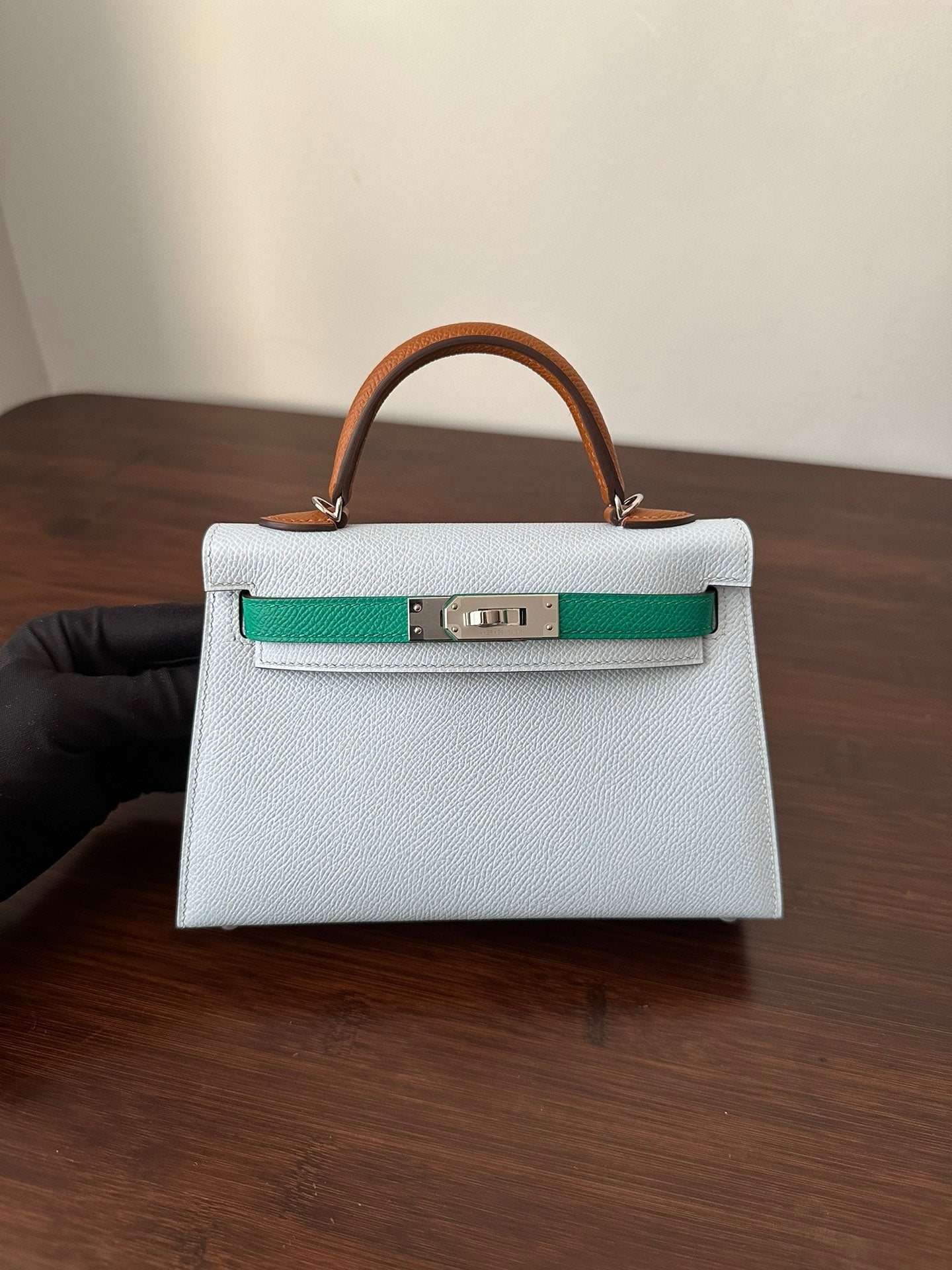 HERMES KELLY MINI 20 CLOUD BLUE EPSOM SILVER HARDWARE