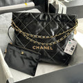 CHANEL MEDIUM 37 HANDBAG IN BLACK SHINY CALFSKIN GOLD HARDWARE