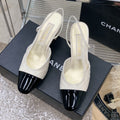 CHANEL HIGH SLINGBACKS 65 WHITE MIX BLACK CALFSKIN