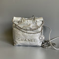 CHANEL HOBO MINI 20CM SILVER LAMBSKIN