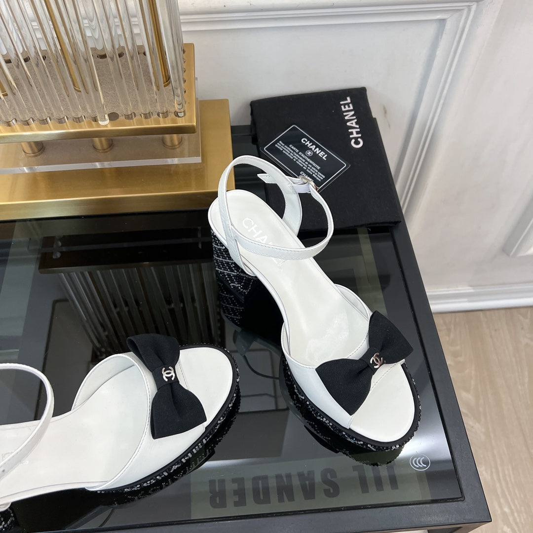 CHANEL high slingbacks white lambskin