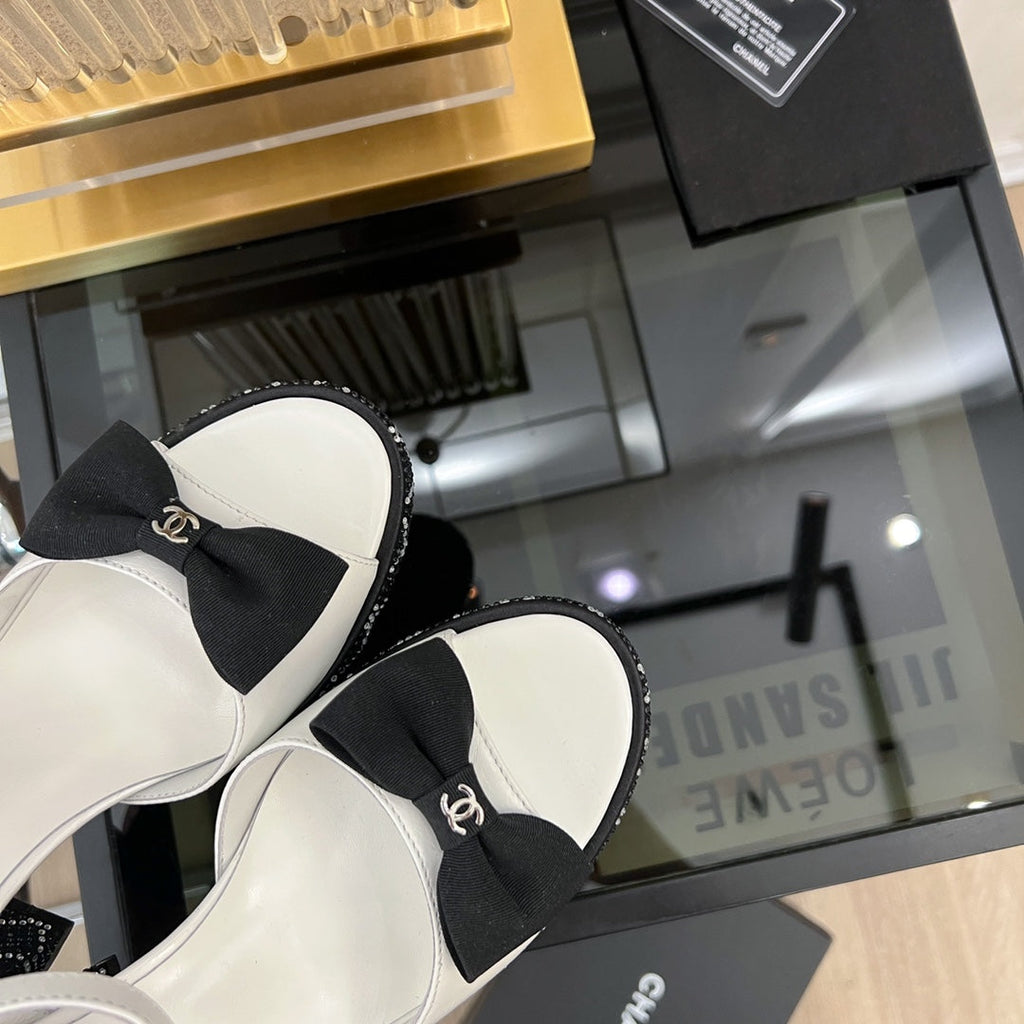 CHANEL high slingbacks white lambskin