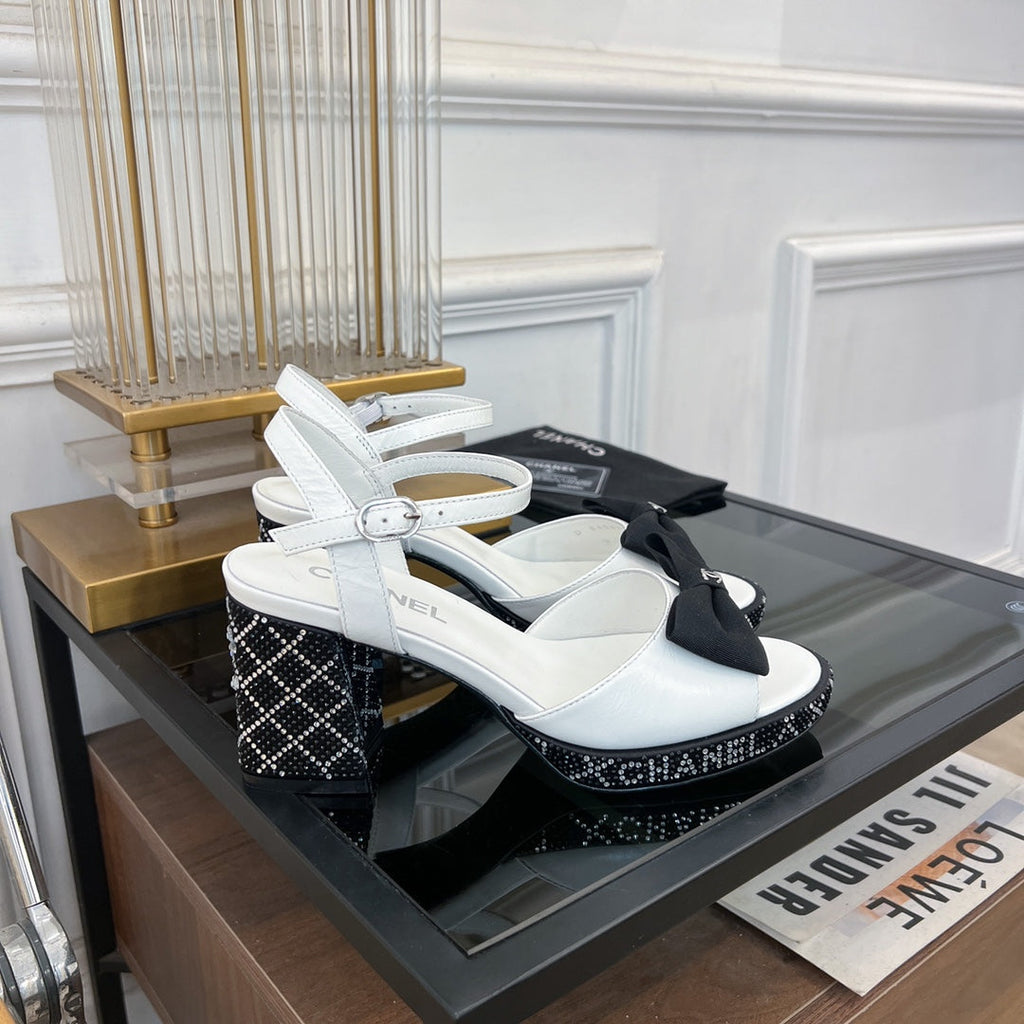 CHANEL high slingbacks white lambskin