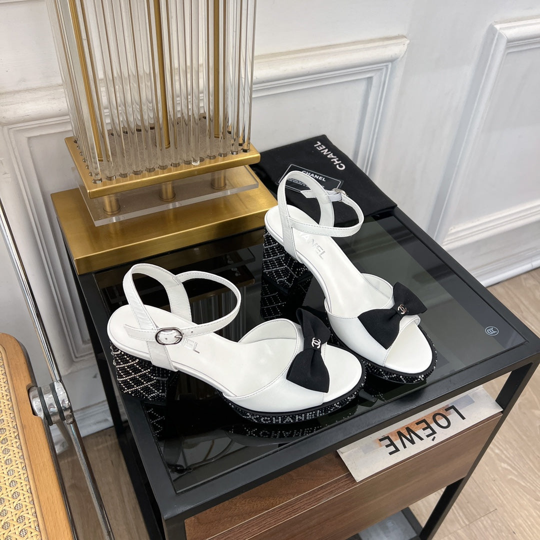 CHANEL high slingbacks white lambskin