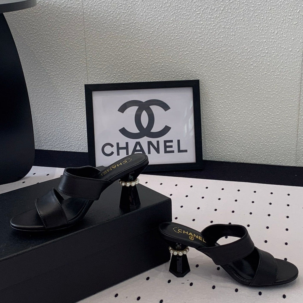 CHANEL MULES black 1 LAMBSKIN