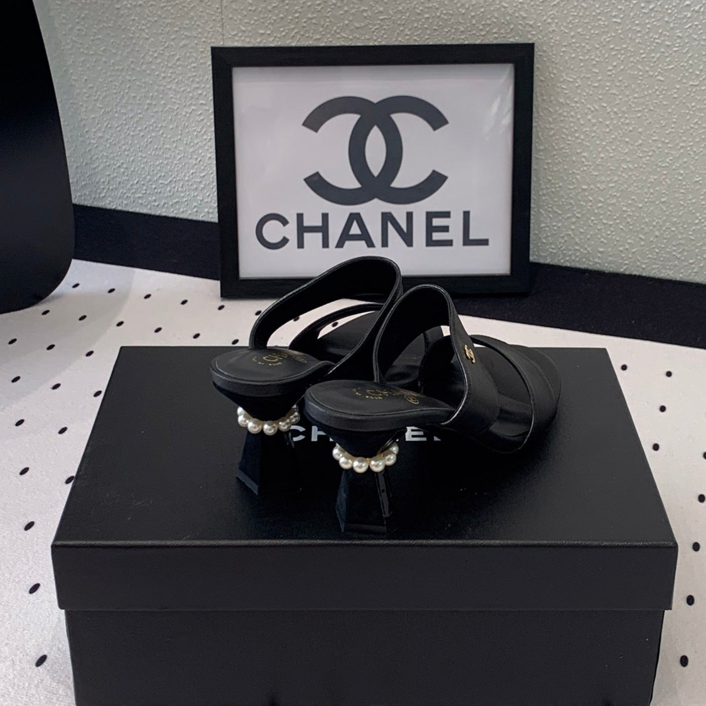 CHANEL MULES black 1 LAMBSKIN
