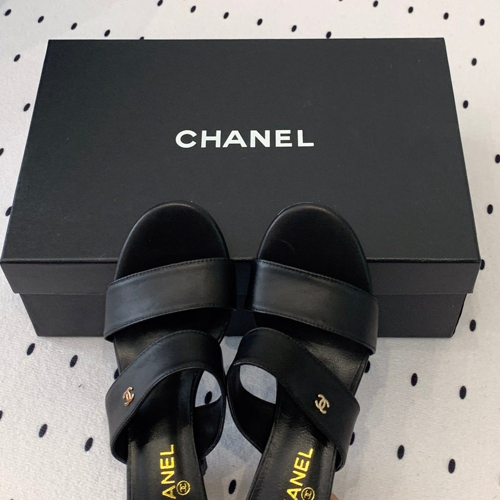 CHANEL MULES black 1 LAMBSKIN