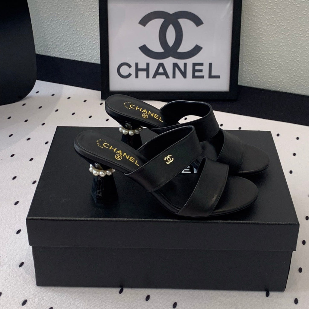 CHANEL MULES black 1 LAMBSKIN