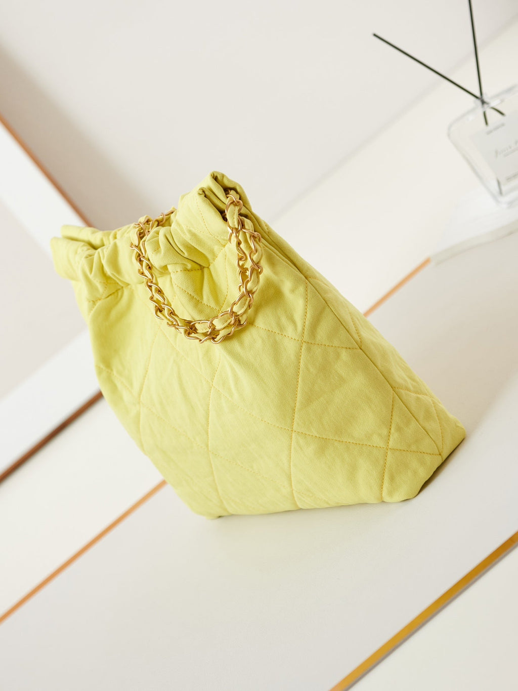 CHANEL CLASSIC MEDIUM 37 BAG IN YELLOW CORN CANVAS
