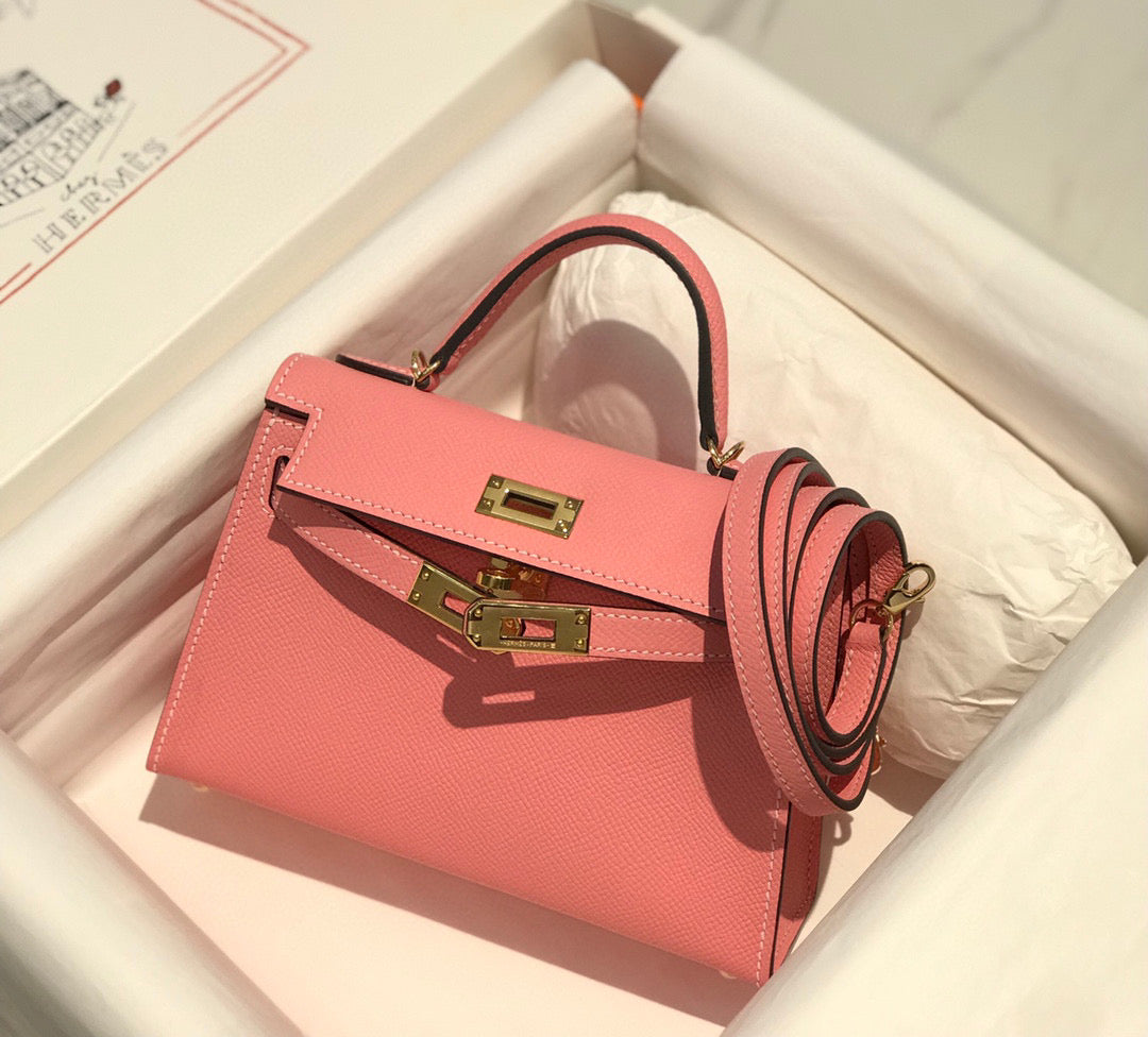 HERMES KELLY MINI 20 PINK EPSOM GOLD HARDWARE