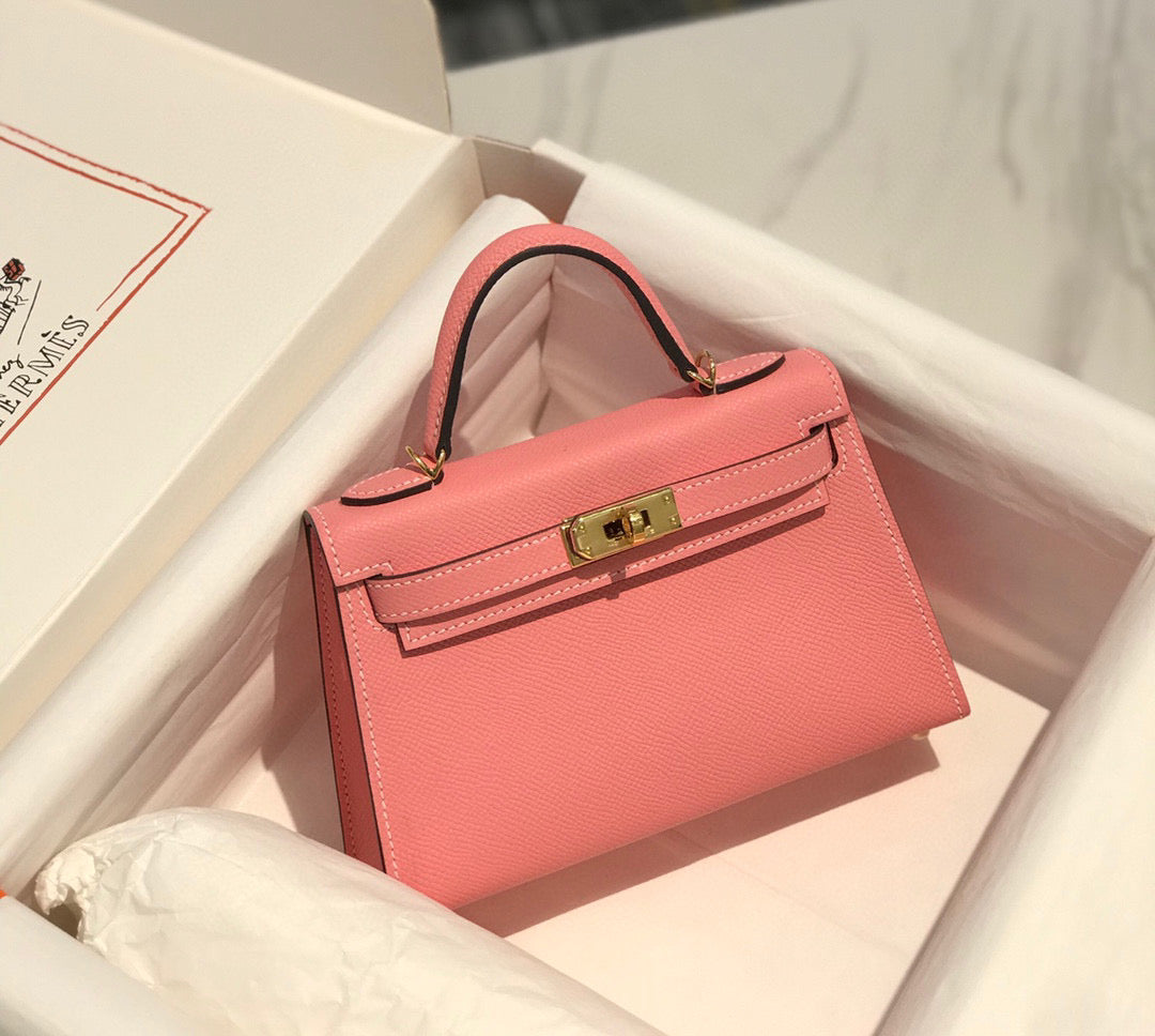 HERMES KELLY MINI 20 PINK EPSOM GOLD HARDWARE