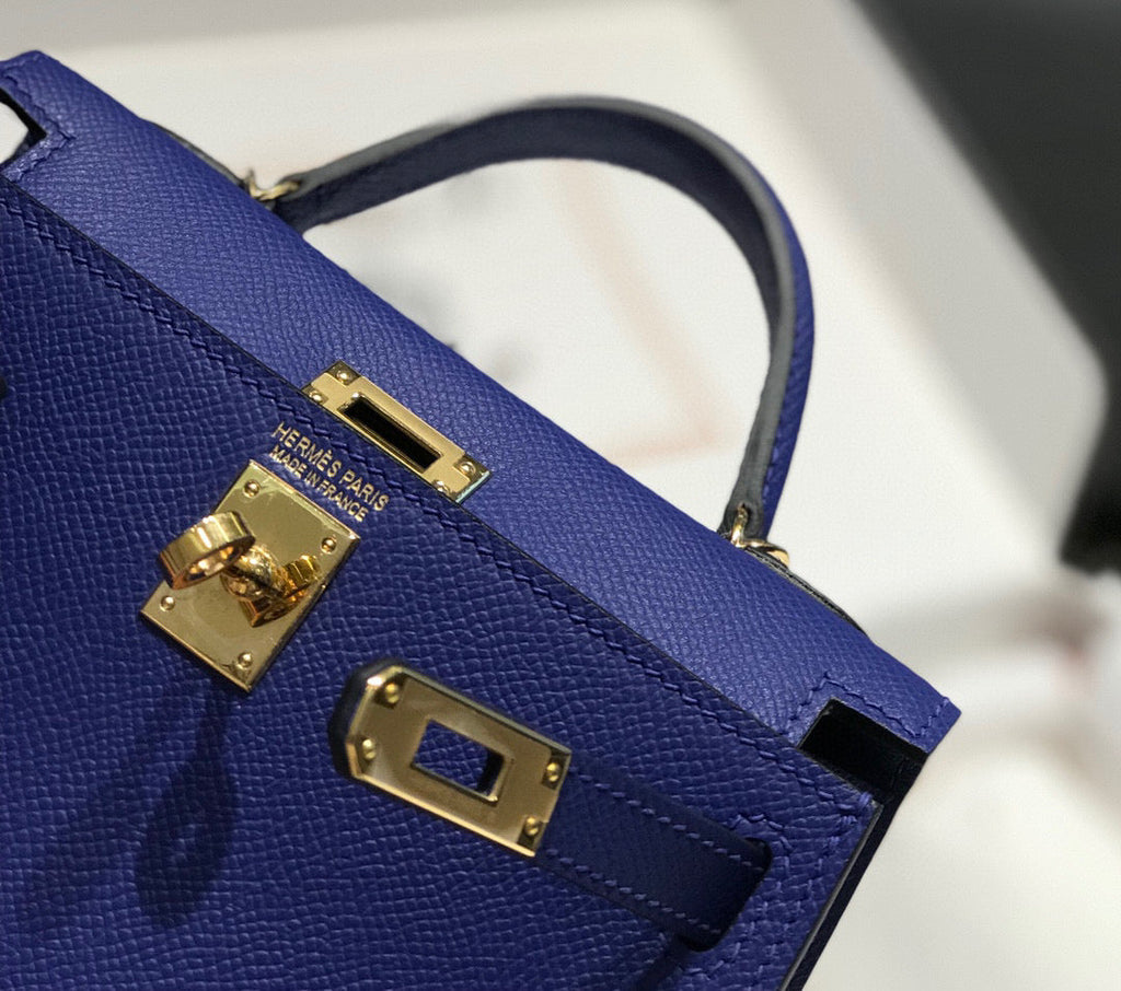 HERMES KELLY MINI 20 BLUE VIOLET EPSOM GOLD HARDWARE