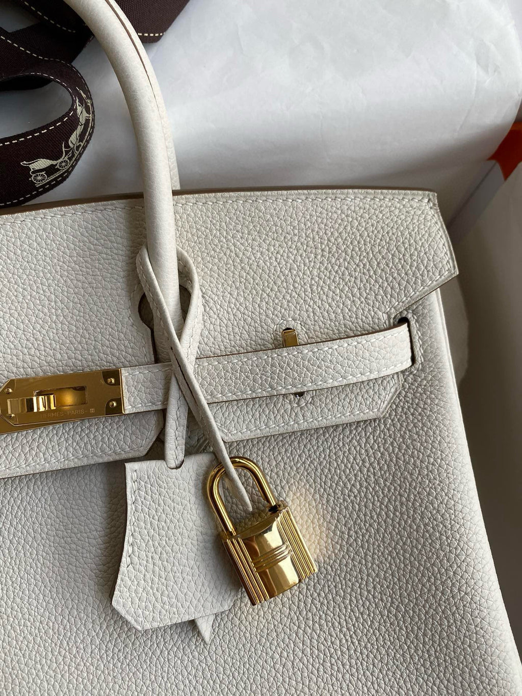 HERMES BIRKIN 25CM CREAM TOGO LEATHER GOLD HARDWARE