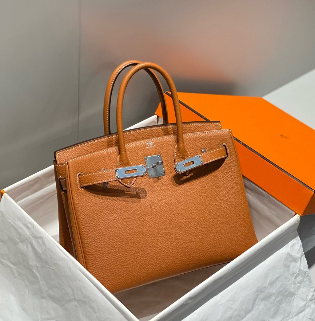 HERMES BIRKIN 30CM BROWN TOGO LEATHER SILVER HARDWARE