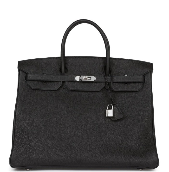 HERMES BIRKIN 40 IN BLACK TOGO PALLADIUM HARDWARE