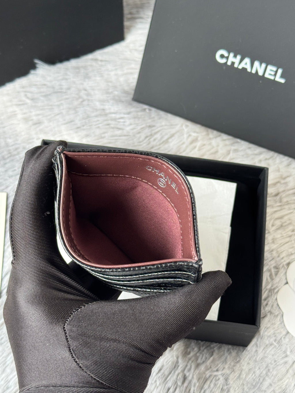 CHANEL 25S CARD HOLDER 11 IN BLACK CAVIAR SILVER HARDWARE