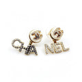 18K  Chanel Diamonds Script Earrings