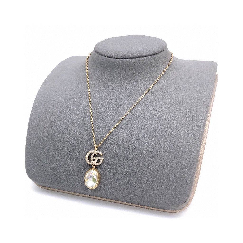 18K Double Gucci Crystal Necklace