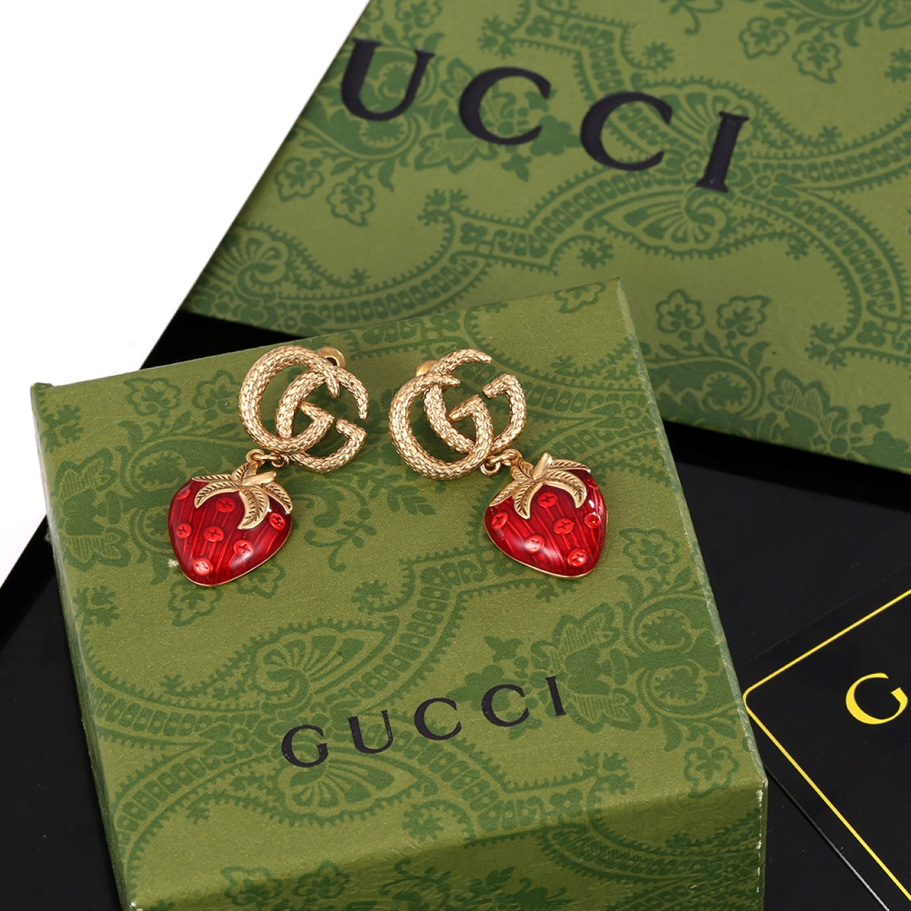 18K Double Gucci Strawberry Earrings