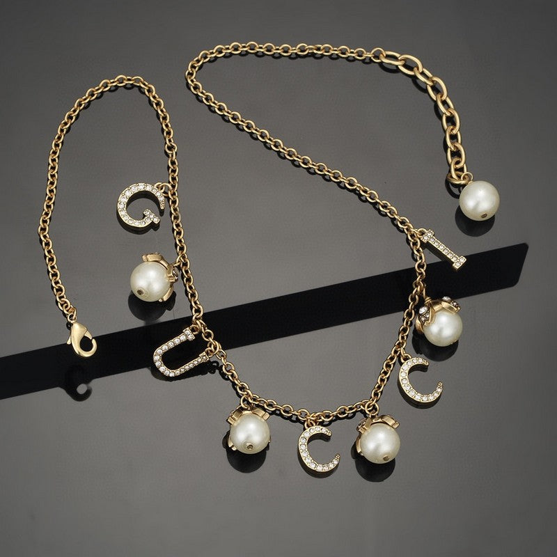 18K Double Gucci Pearl Necklace