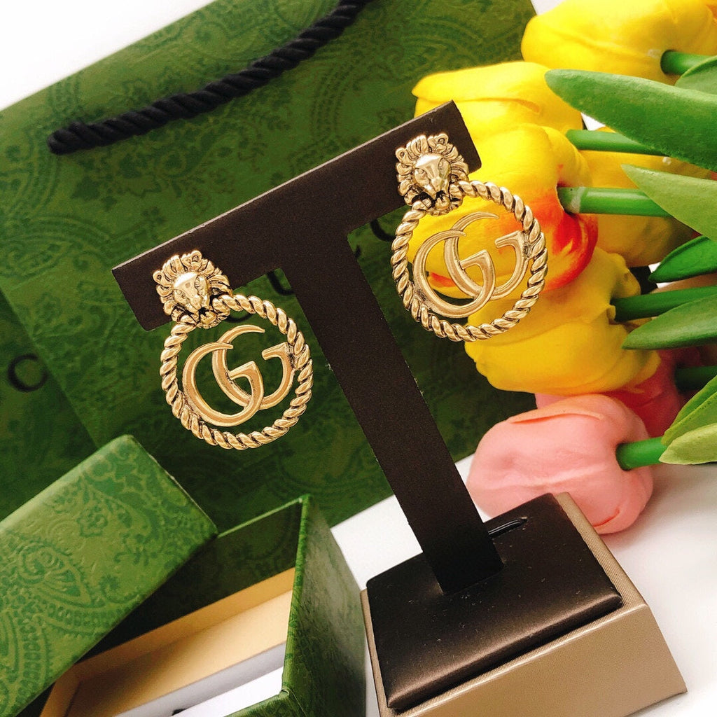 18K Double Gucci Pendant Earrings