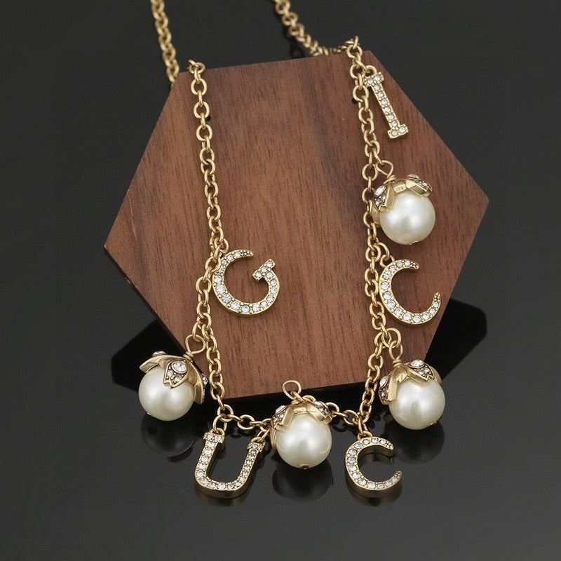 18K Double Gucci Pearl Necklace