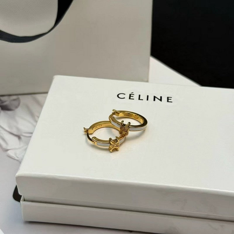 18K Celine Pearl Circle Gold Earrings