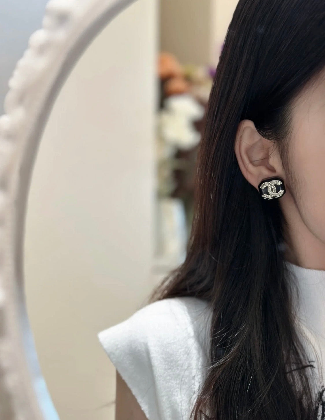 18K  Chanel Resin Earrings