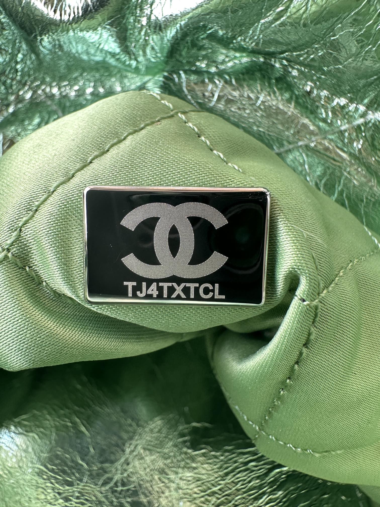 CHANEL MINI 20 BAG IN SEA GREEN METALLIC LAMBSKIN