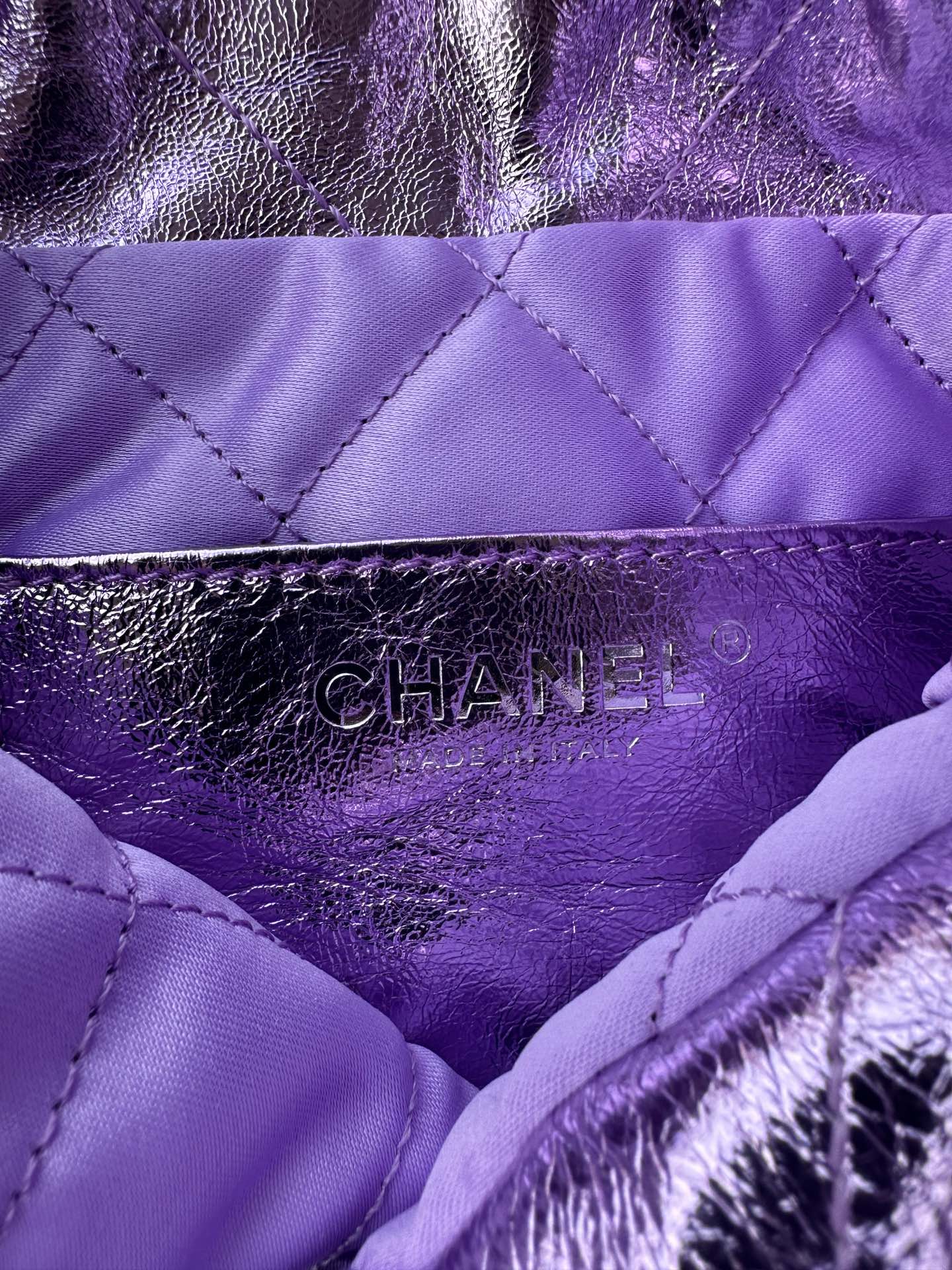 CHANEL MINI 20 BAG IN VIOLET PURPLE METALLIC LAMBSKIN