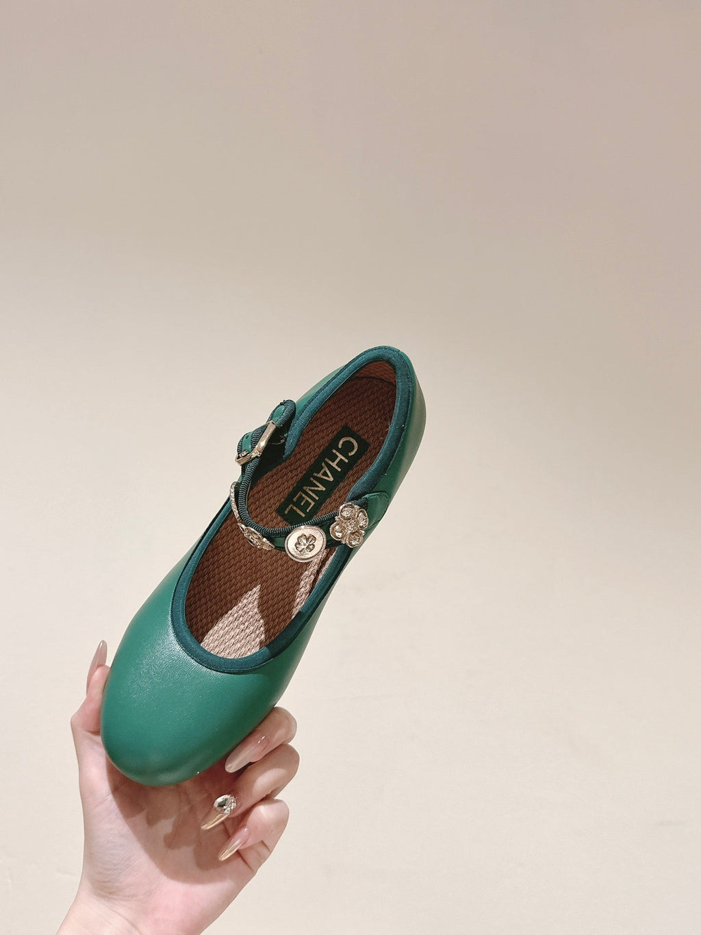 CHANEL HIGH MARY JANE SEA GREEN LAMBSKIN