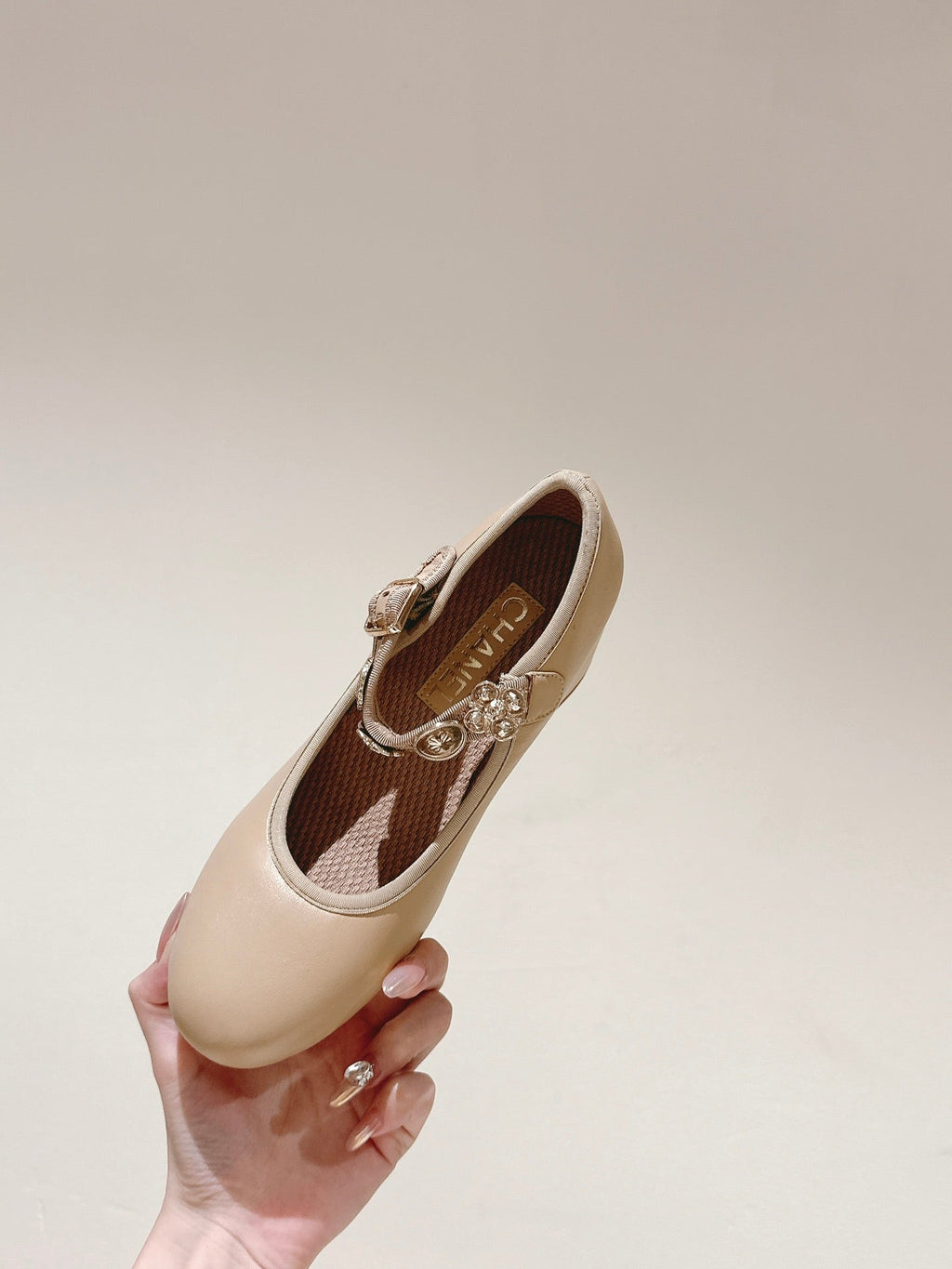 CHANEL HIGH MARY JANE ALMOND BEIGE LAMBSKIN