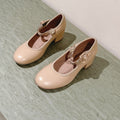CHANEL HIGH MARY JANE ALMOND BEIGE LAMBSKIN