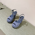 CHANEL HIGH SANDAL SAPHIRE BLUE SUEDE CALFSKIN
