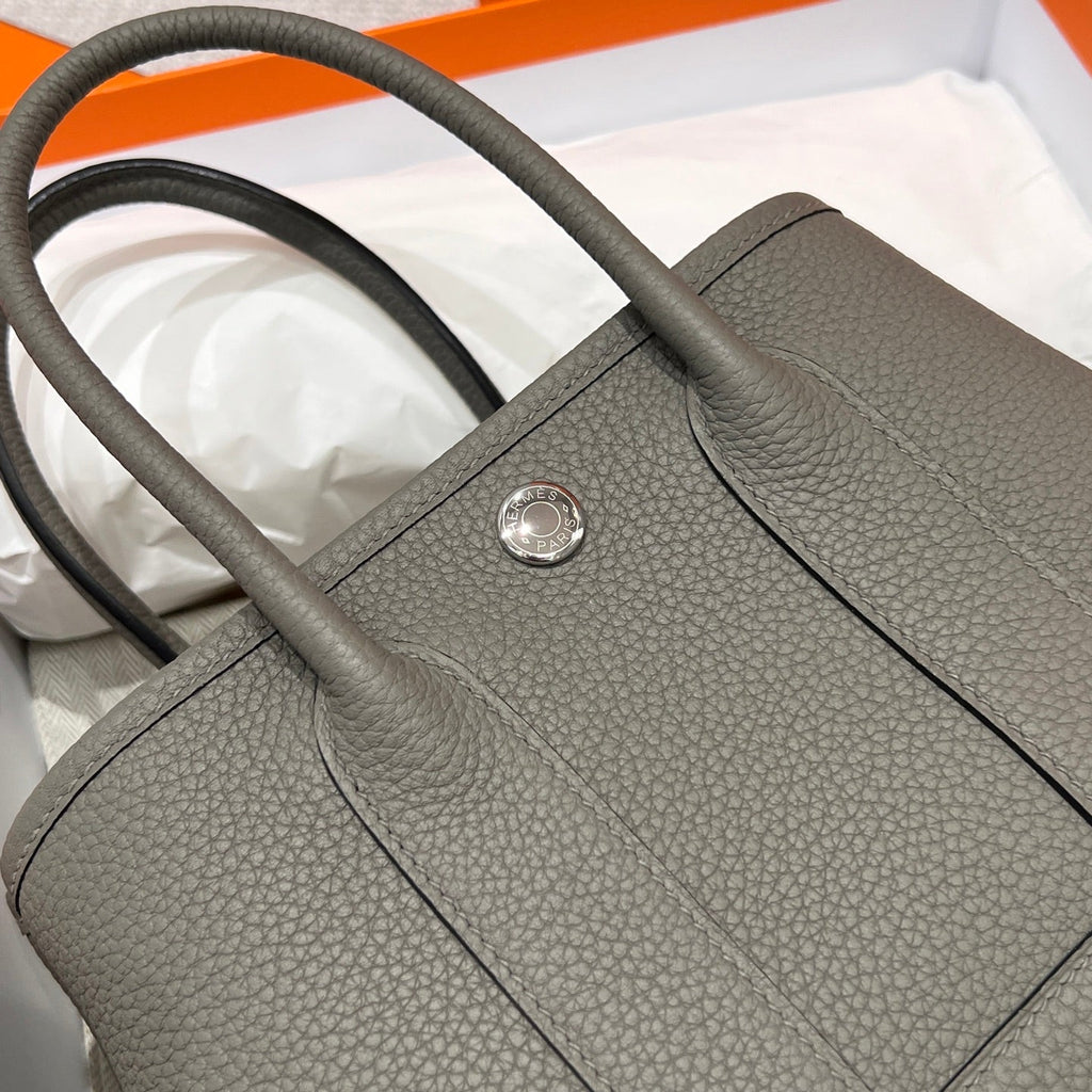 HERMES GARDEN PARTY 23CM IN GREY CALFSKIN