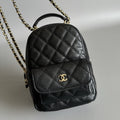 CHANEL MINI 18 BACKPACK BLACK CAVIAR LIGHT GOLD HARDWARE