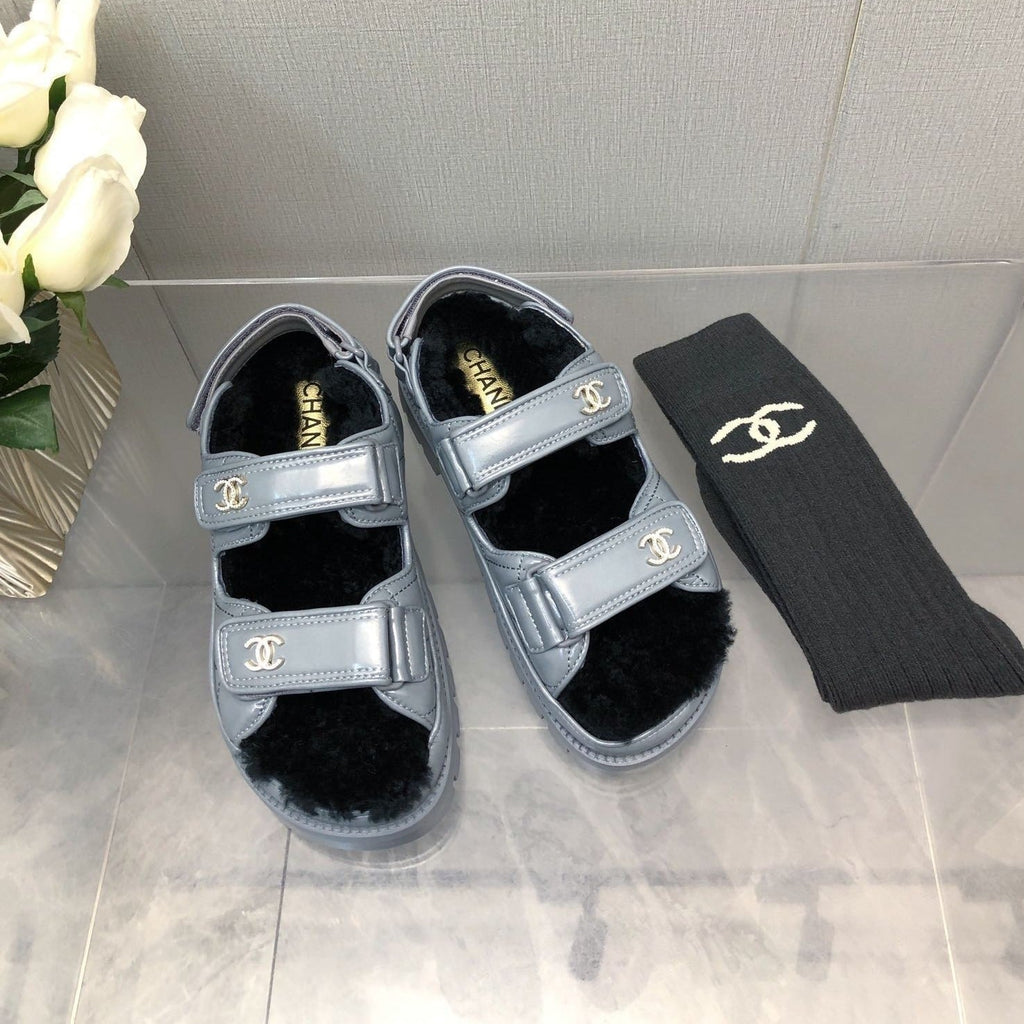 CHANEL DAD SANDAL SAPHIRE BLUE LAMBSKIN